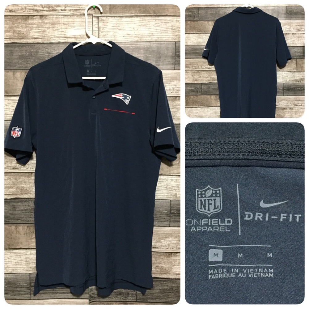 Nike On Field Dri Fit New England Patriots NFL Polo Shirt Men’s M Navy Blue